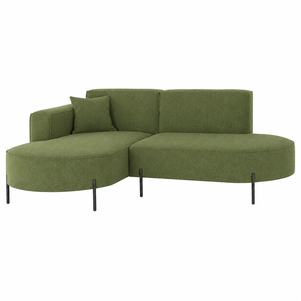 Modulares Ecksofa mit Ottomane in Olivgrün, Linksausrichtung