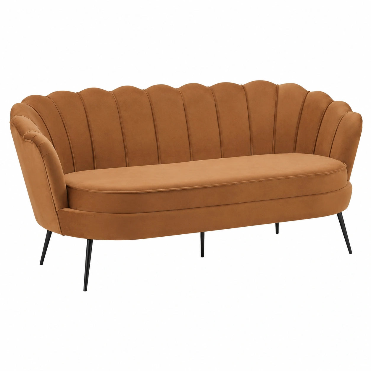 Skandinavisches 3-Sitzer-Sofa aus Velours in Cognac, 181x79x78 cm