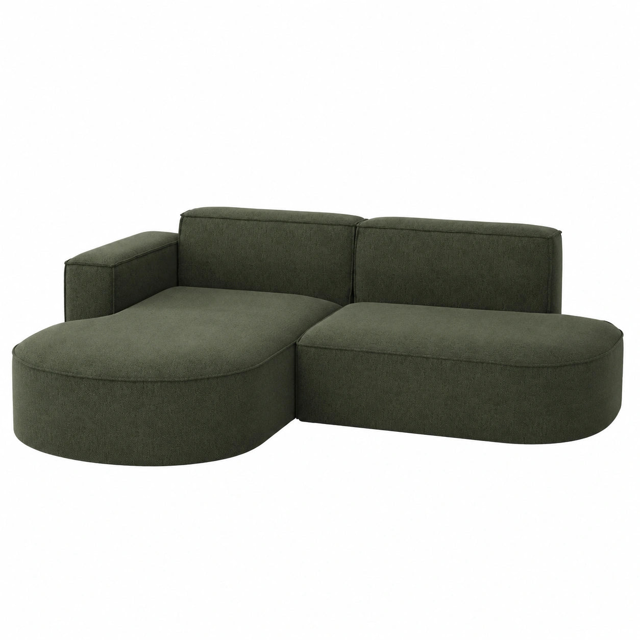 Ecksofa in L-Form mit Ottoman, 3-Sitzer Polstersofa für Wohnzimmer, Relaxsofa Dunkelgrün von Kaiser Möbel