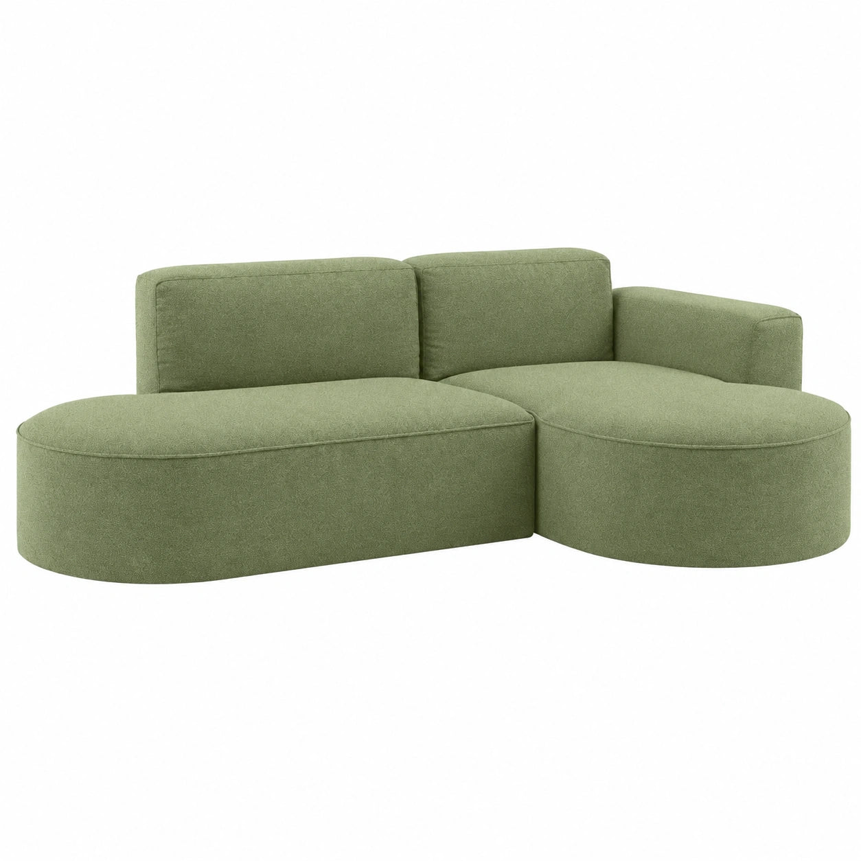 Modernes Ecksofa mit Ottomane in Grün für Wohnzimmer, 3-Sitzer Relaxsofa