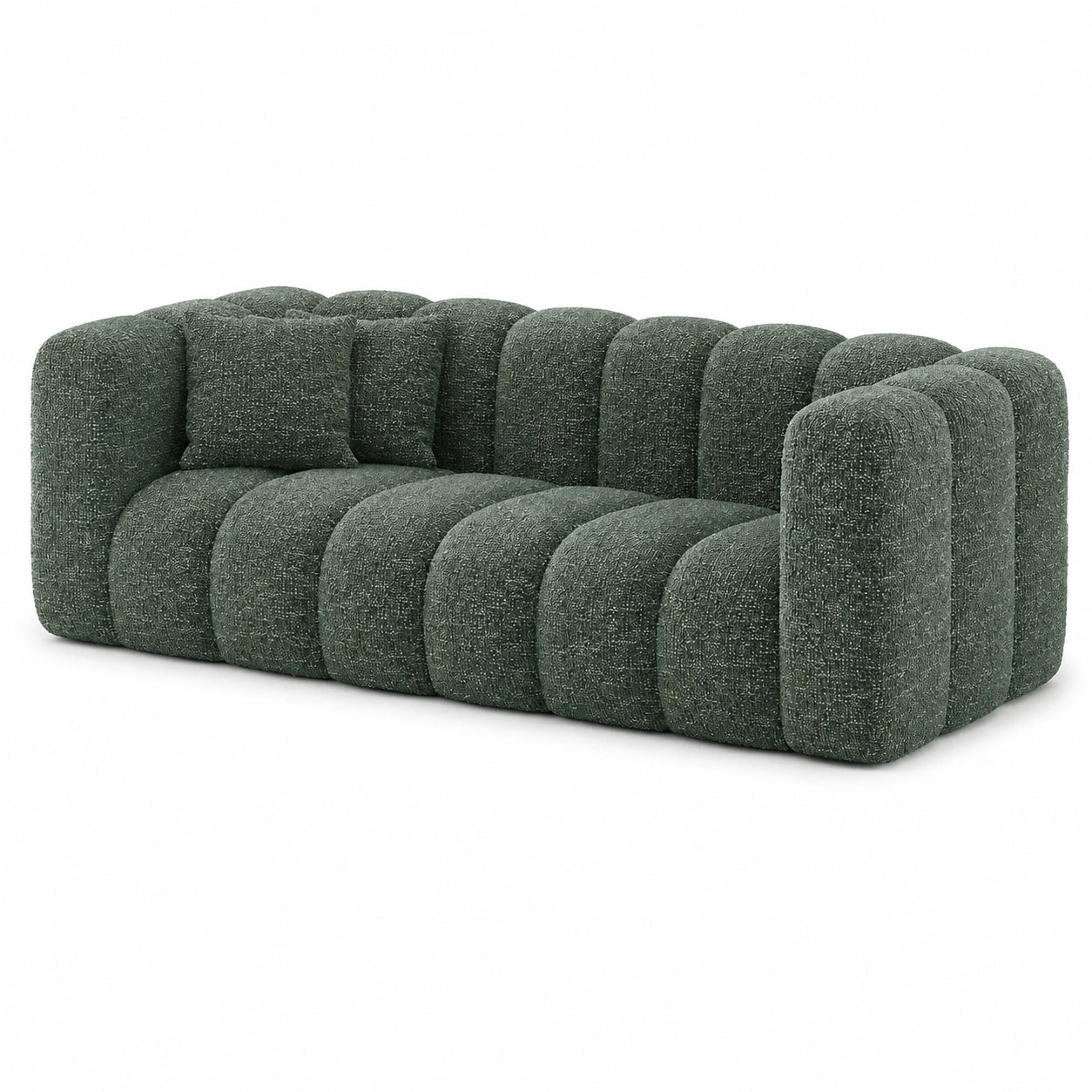 Kaiser Möbel - Bequemes 3-Sitzer Sofa mit Chenille-Bezug, Inkl. 2 Zierkissen, Ideal für Wohnzimmer und Jugendzimmer, Farbe Grün