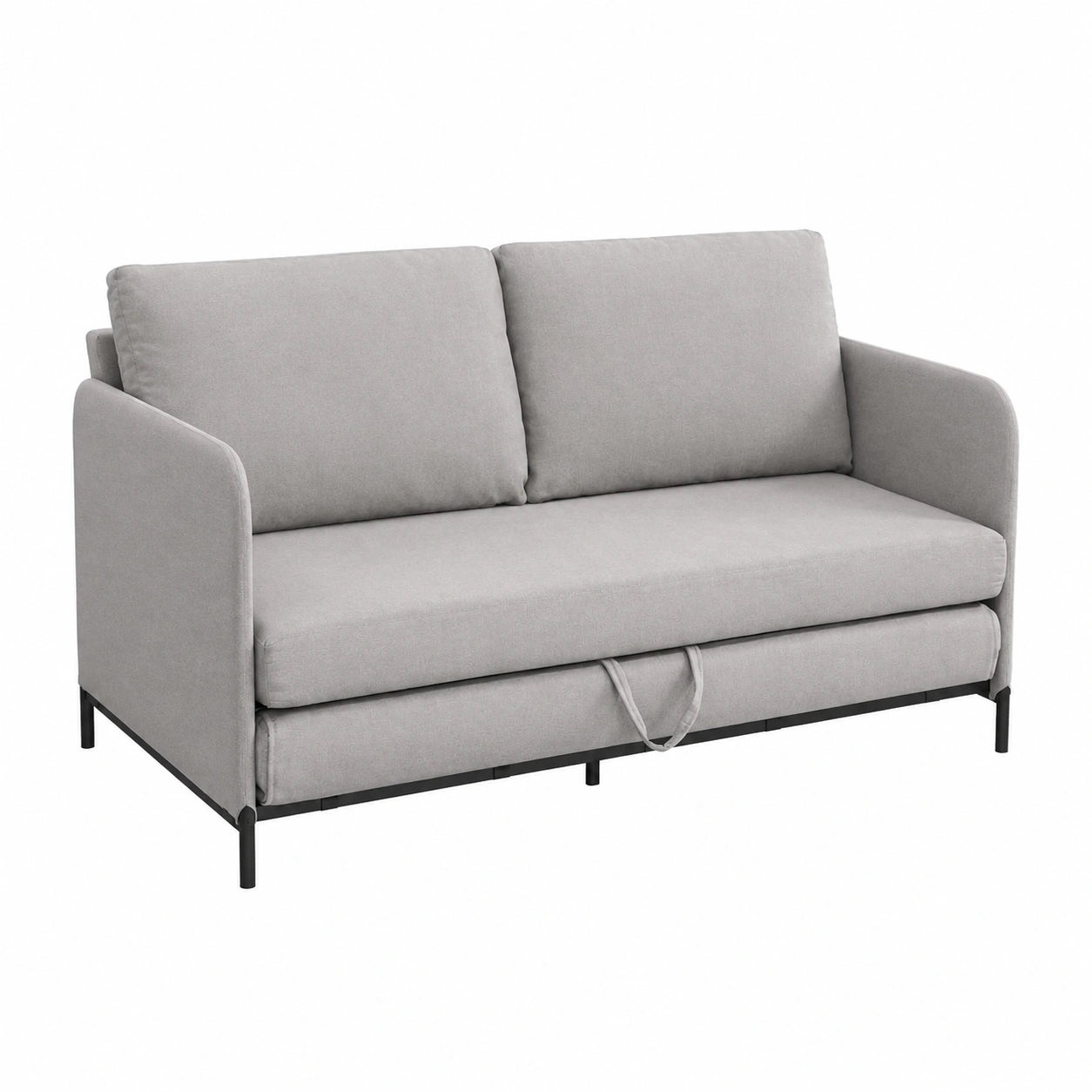 Gemütliches 2-Sitzer Sofa mit Schlaffunktion und Bettkasten, Hellgrau