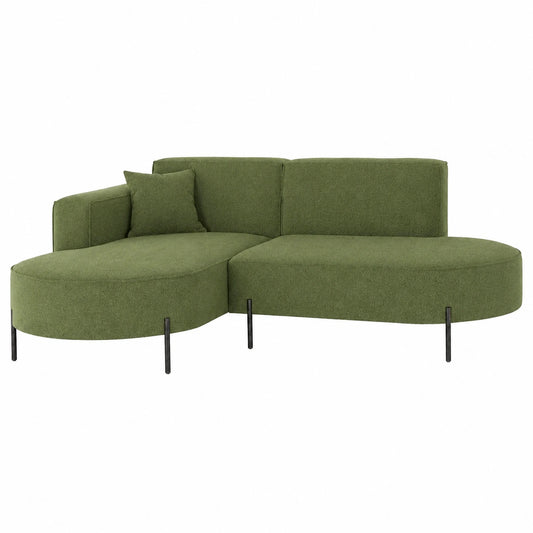 Modulares Ecksofa mit Ottomane in Olivgrün, Linksausrichtung