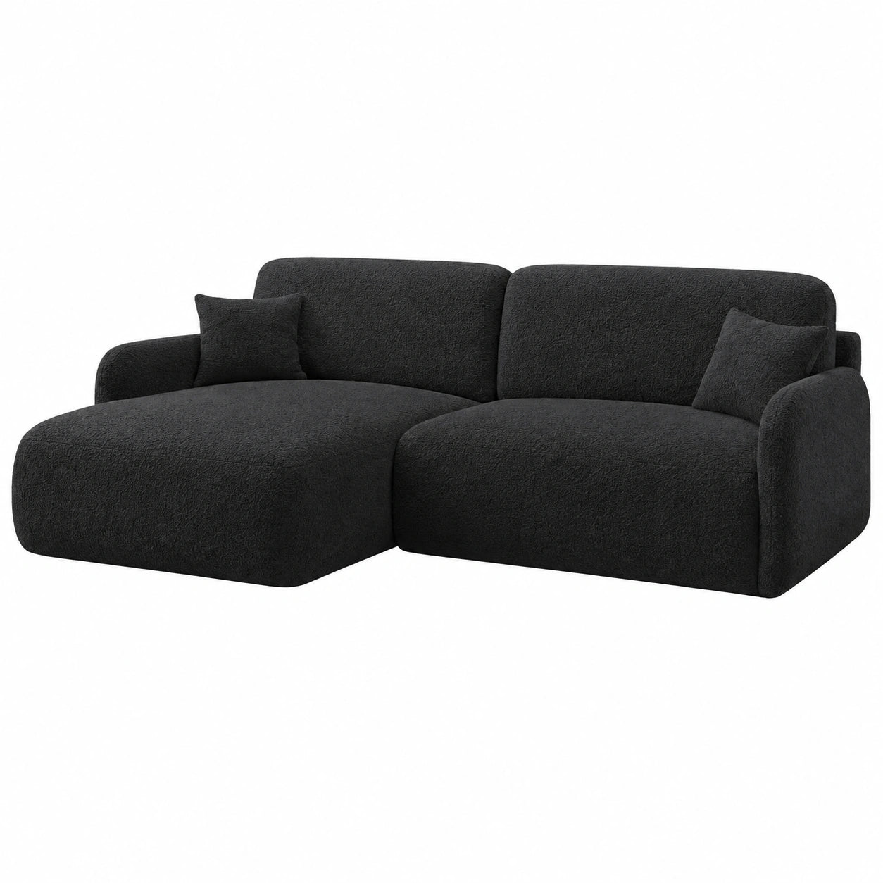 Modernes Ecksofa mit Schlaffunktion und Stauraum - Bouclé Beige, 253x175 cm