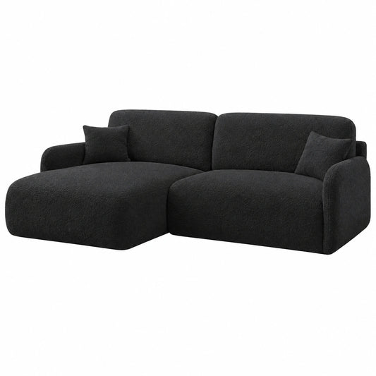Modernes Ecksofa mit Schlaffunktion und Stauraum - Bouclé Beige, 253x175 cm
