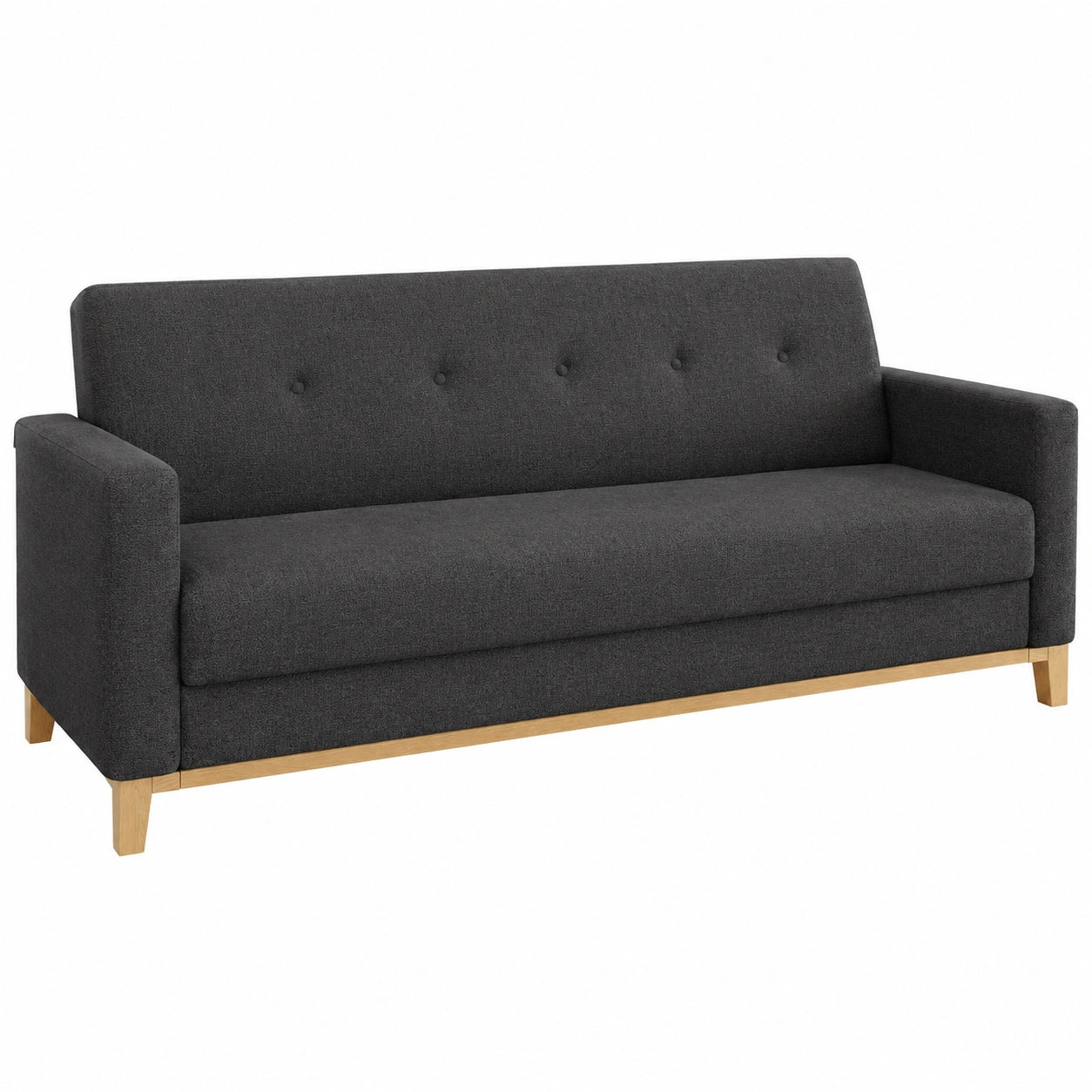 Modernes Schlafsofa aus Holz mit Bettkasten, Schwarzes Polstersofa