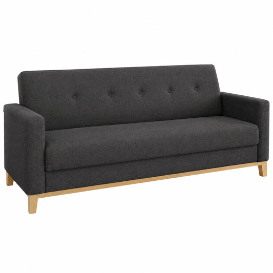 Modernes Schlafsofa aus Holz mit Bettkasten, Schwarzes Polstersofa
