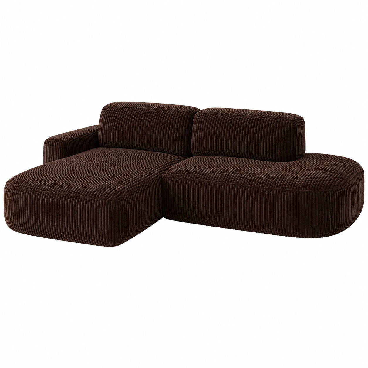 Ecksofa Kaiser Möbel mit Ottomane in Braun, Cordbezug, Linksseitig