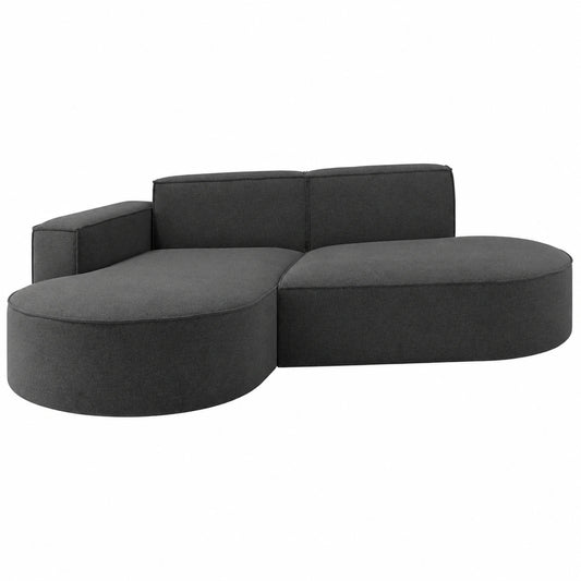 Kaiser Möbel: Modernes L-förmiges Ecksofa mit Ottomane, 3-Sitzer Polstersofa für Wohnzimmer, Komfort und Stil in Graphit