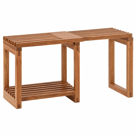 Verstellbarer Duschhocker aus Akazienholz mit Ablage für Indoor & Outdoor