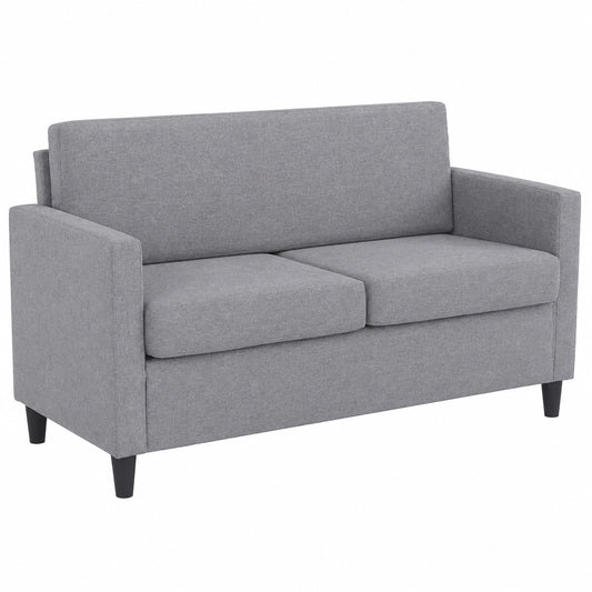 Modernes 2-Sitzer Sofa mit Leinenbezug und Kissen, ideal für Wohnzimmer, Schlafzimmer oder Büro, in Hellgrau