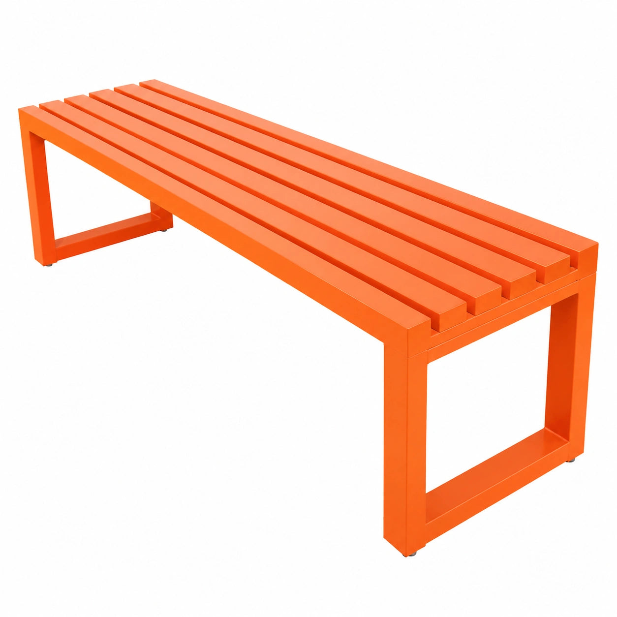 Robuste Metall-Gartenbank 2-Sitzer, wetterfest, ohne Armlehnen, 150 cm - Orange