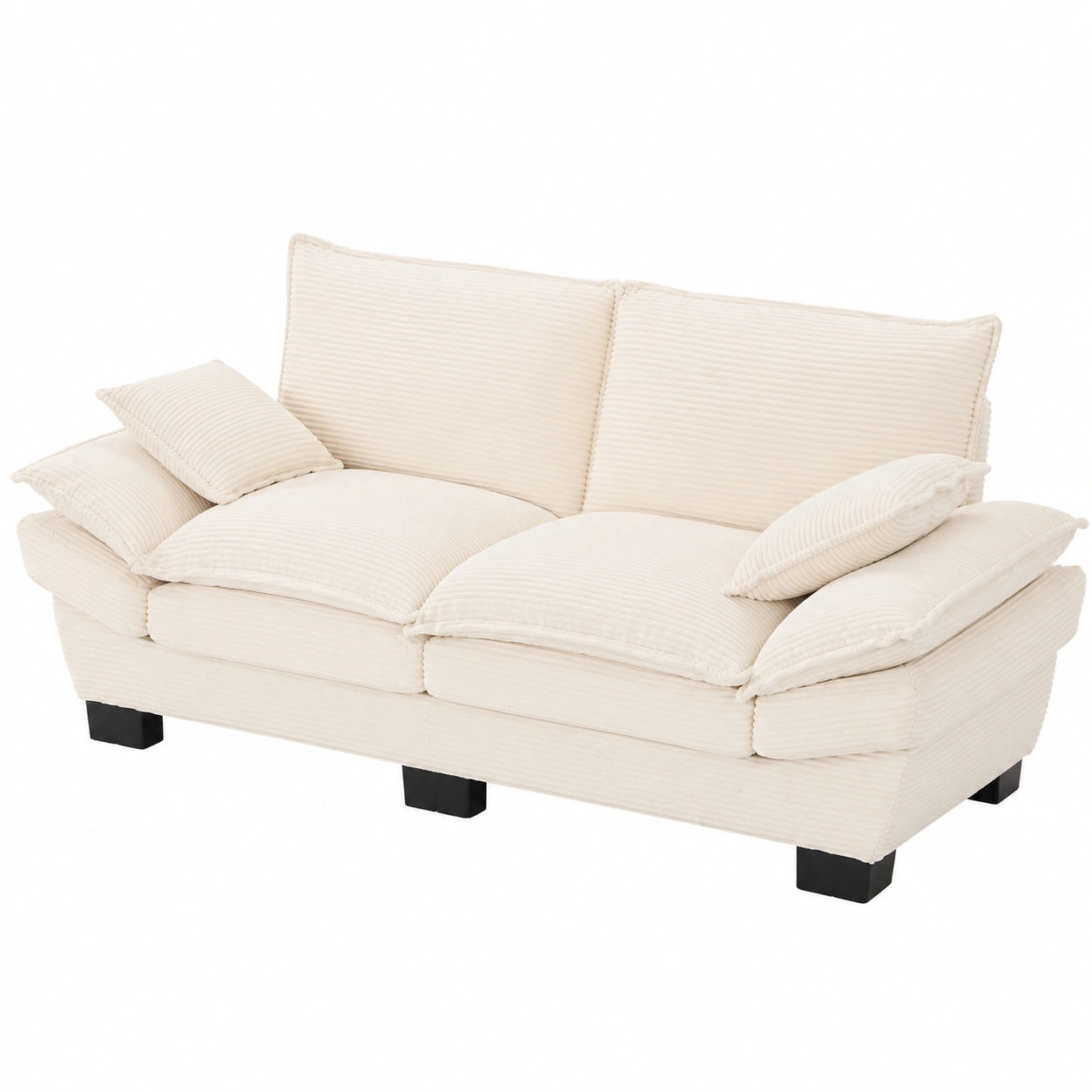Zweiersofa aus Cord mit USB-C und Seitentaschen, modernes Polstersofa für Wohnzimmer oder Büro, dunkelgrau