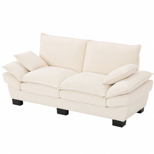 Zweiersofa aus Cord mit USB-C und Seitentaschen, modernes Polstersofa für Wohnzimmer oder Büro, dunkelgrau
