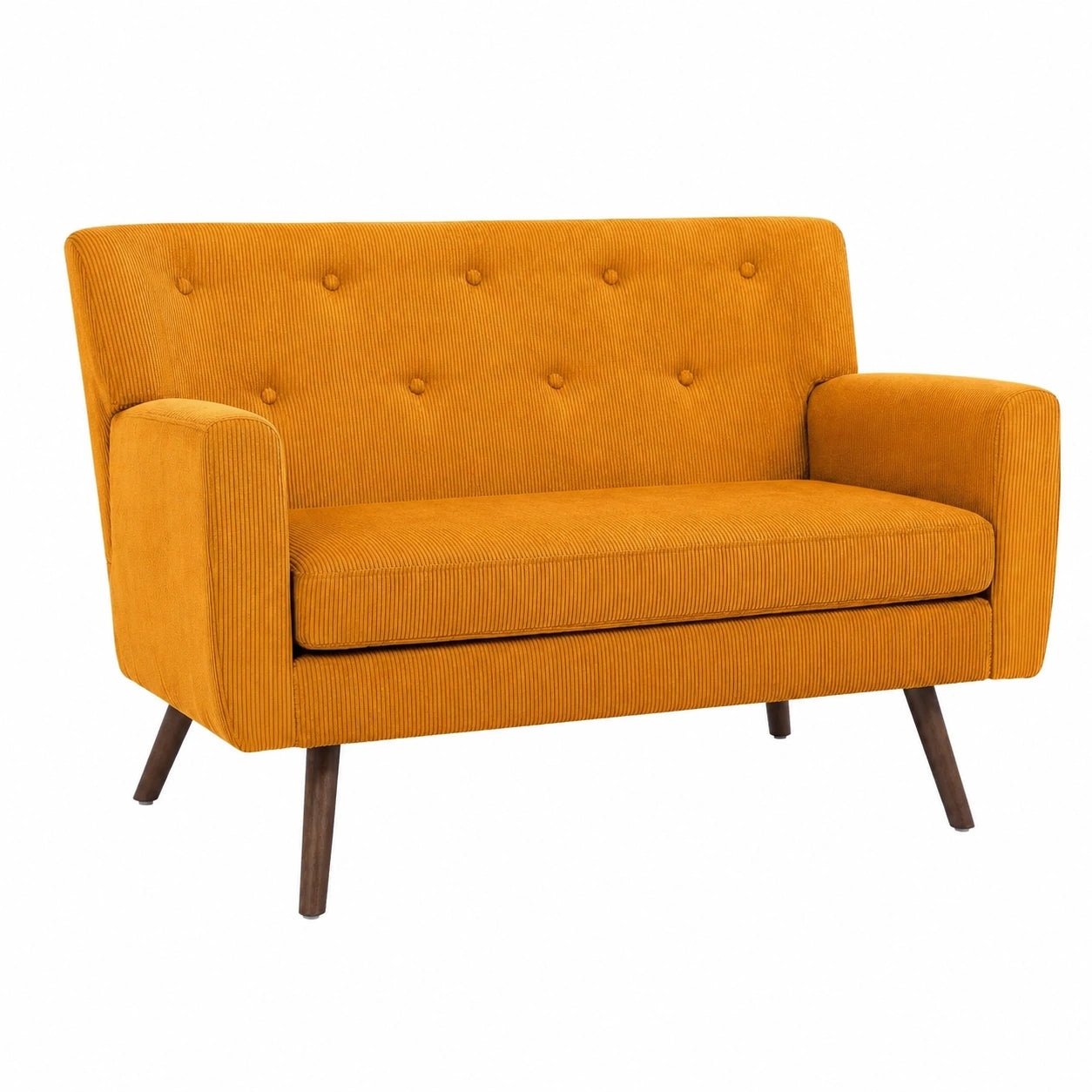 CLP 2-Sitzer Sofa mit Kordbezug, Kioni - Bequem für Wohnzimmer, bis 240 kg belastbar, Gummibaumholzbeine, Farbe: Orange
