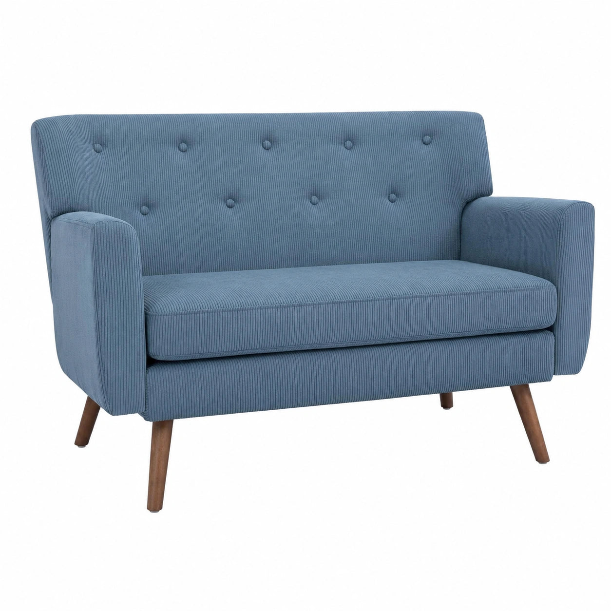 CLP 2-Sitzer Sofa Kioni mit Cordbezug, bequemes Wohnzimmermöbel, gepolsterte Komfortcouch, bis 240 kg Tragkraft, Gummibaumholz-Beine, Farbe: Blau