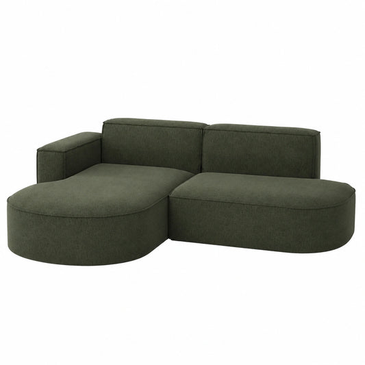 Ecksofa in L-Form mit Ottoman, 3-Sitzer Polstersofa für Wohnzimmer, Relaxsofa Dunkelgrün von Kaiser Möbel