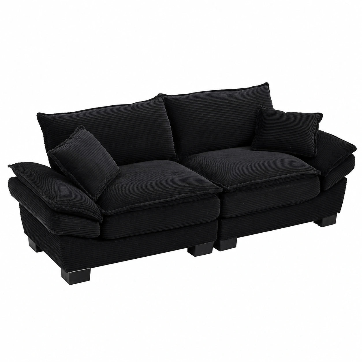 Modernes 2-Sitzer Sofa mit gepolsterten Armlehnen, ideal für Wohnzimmer, Schlafzimmer oder Büro, Schwarz