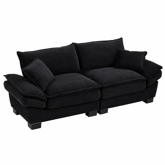 Modernes 2-Sitzer Sofa mit gepolsterten Armlehnen, ideal für Wohnzimmer, Schlafzimmer oder Büro, Schwarz