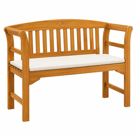 Akazienholz Gartenbank für Außenbereich, natürlicher Ölfinish, 114 x 46 x 82,5 cm, robuste Sitzbank für Garten und Balkon