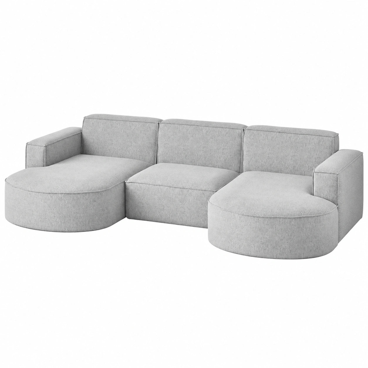 Modernes U-förmiges Ecksofa für Wohnzimmer, Polstersofa mit Ottomane in Grau