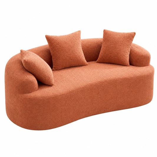 Modernes Modulares Zweisitzer-Sofa aus Chenille, Elegantes Design mit Zierkissen, Kompakt & Montagefrei in Korallfarbe
