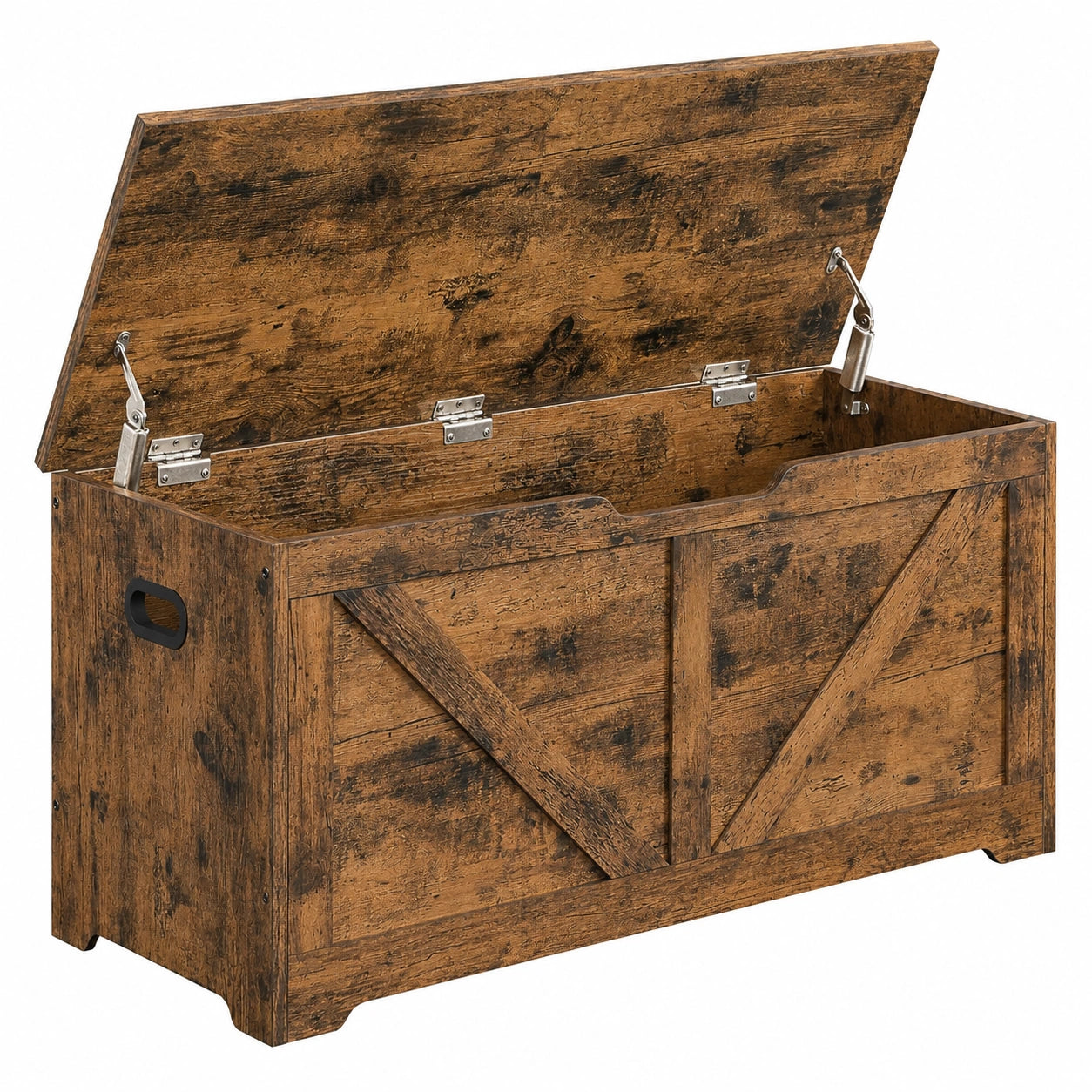 VASAGLE Schuhbank im Landhausstil mit Stauraum, Sitztruhe mit Sicherheitsscharniere, 40 x 100 x 46 cm, für Flur und Wohnzimmer, vintagebraun