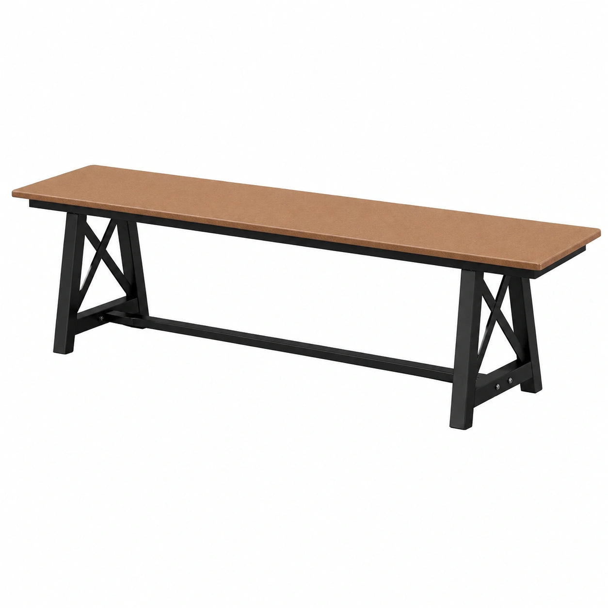 Robuste Gartenbank aus HDPE & Metall, wetterfest, 3-Sitzer, bis 500 kg, Braun, 183x35x41,5 cm