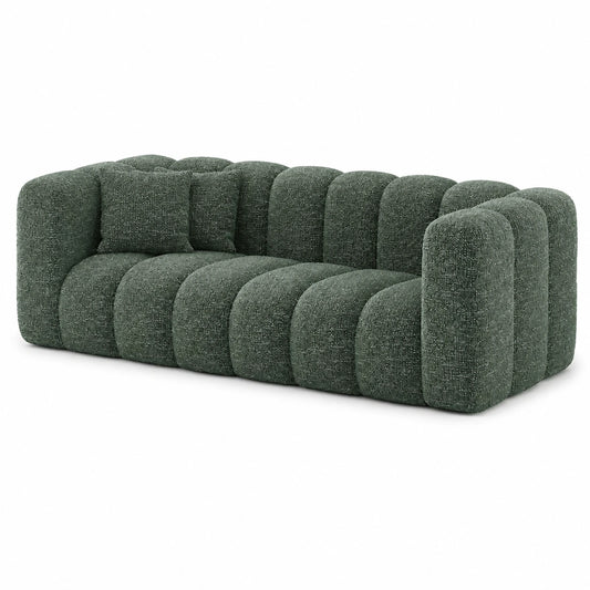 Kaiser Möbel - Bequemes 3-Sitzer Sofa mit Chenille-Bezug, Inkl. 2 Zierkissen, Ideal für Wohnzimmer und Jugendzimmer, Farbe Grün