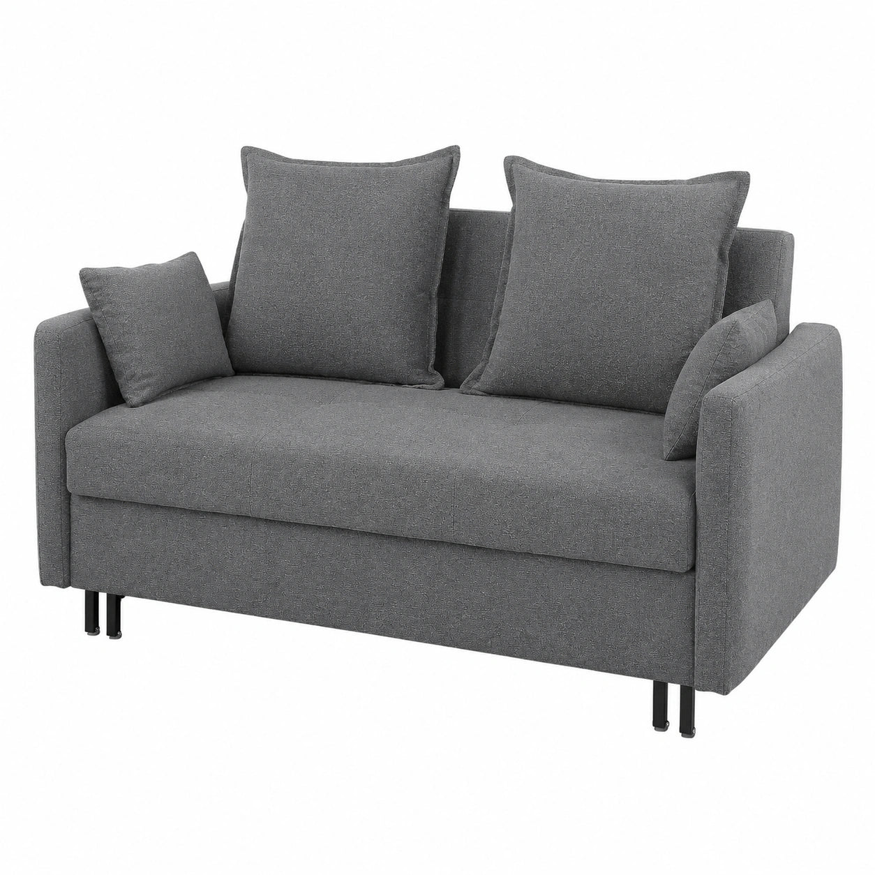 Modernes 2-Sitzer Schlafsofa in Grau mit Kissen