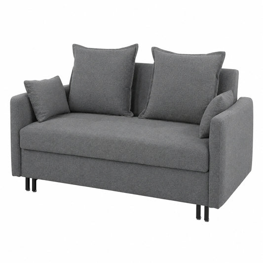 Modernes 2-Sitzer Schlafsofa in Grau mit Kissen