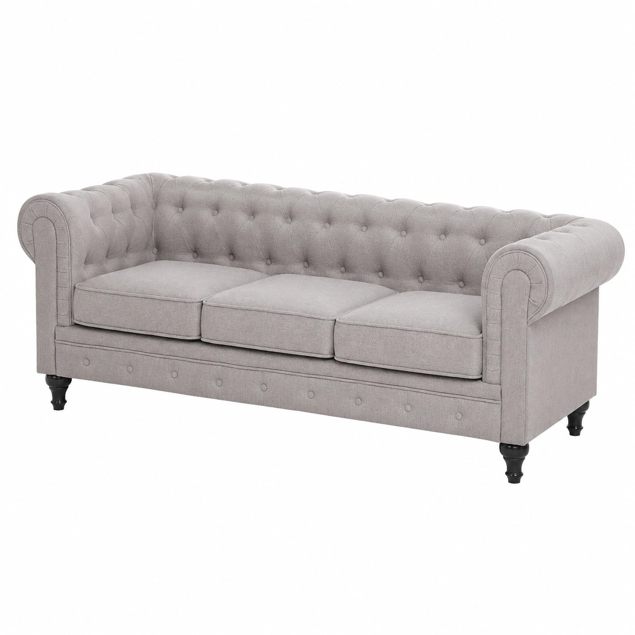 Elegantes Chesterfield 3-Sitzer Sofa in Hellgrau