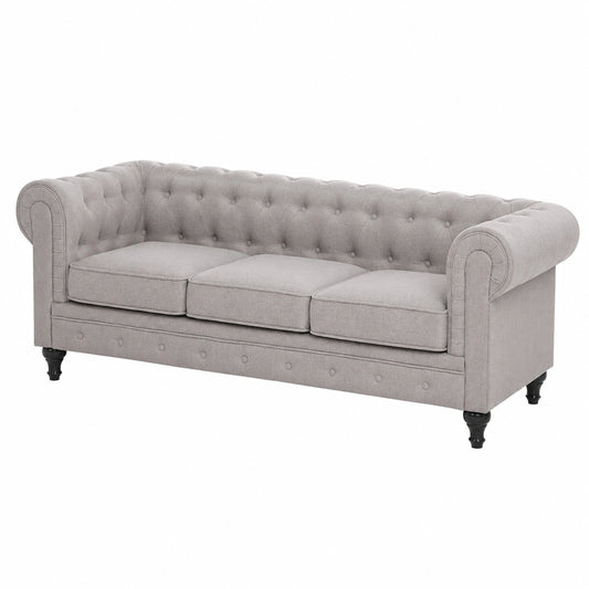 Elegantes Chesterfield 3-Sitzer Sofa in Hellgrau