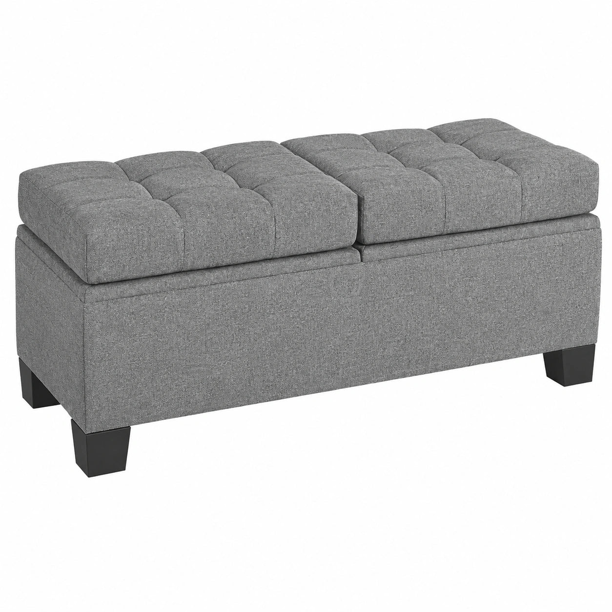 Polsterbank mit Stauraum, 180 kg Tragkraft, Leinenoptik, Grau, für Flur und Schlafzimmer