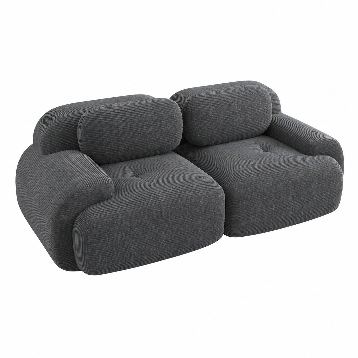 Modernes 2-Sitzer Sofa, 208cm, mit Armlehnen – Bequemes Design für Wohnzimmer, Schlafzimmer und Heimkino, Montagefrei, Grau