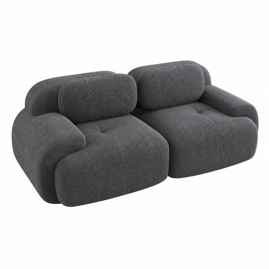 Modernes 2-Sitzer Sofa, 208cm, mit Armlehnen – Bequemes Design für Wohnzimmer, Schlafzimmer und Heimkino, Montagefrei, Grau