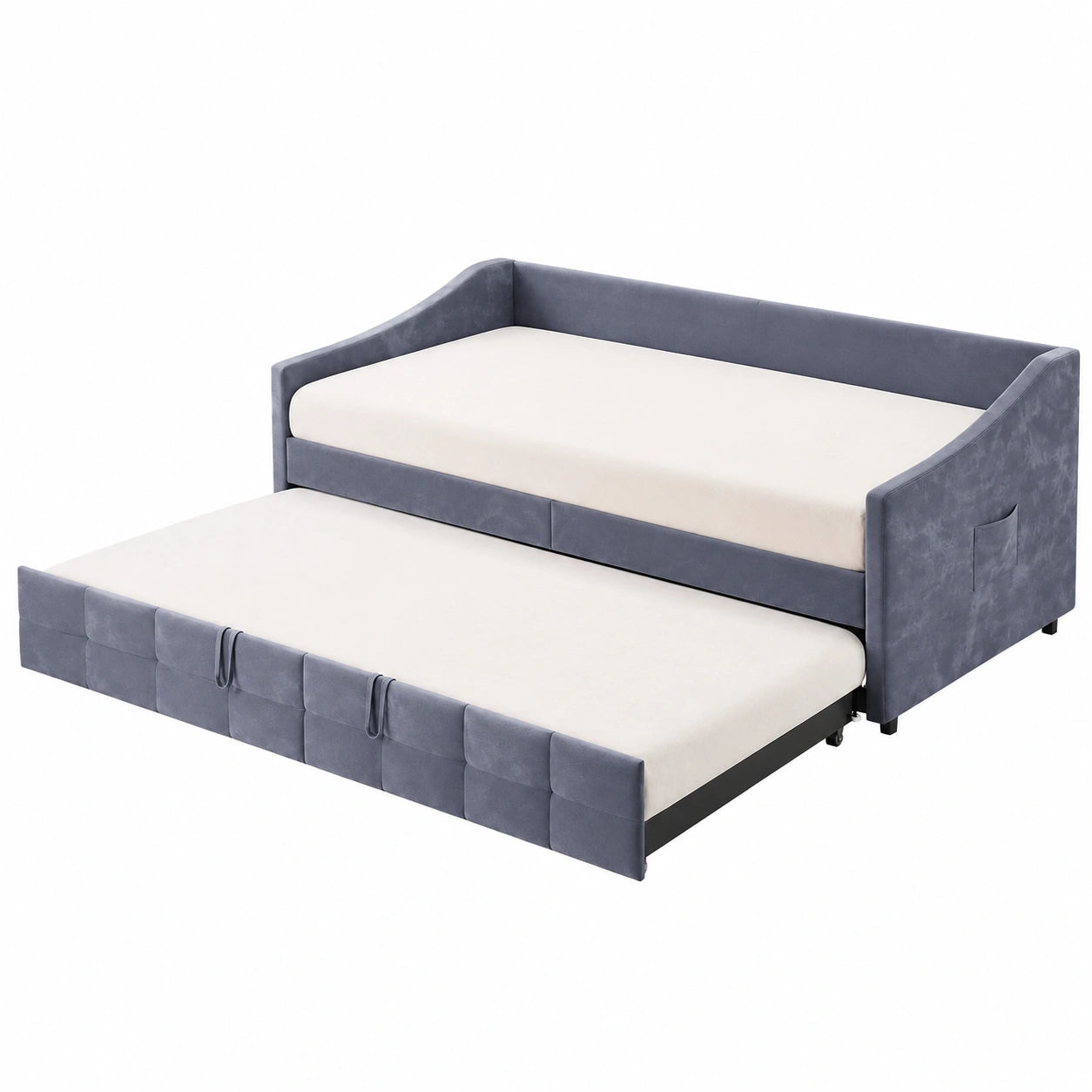 Multifunktionales Schlafsofa aus Samtstoff, ausziehbar 90/180x200 cm, hautfreundlich, platzsparend, für Kinderzimmer und Gästezimmer, kein Matratze, Grau